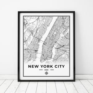 New York City Karte Poster | Landkarte New York City New York | Digitaler Download