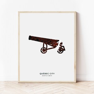 Quebec City Cannon Print | Map of Quebec City Quebec | Digital Download