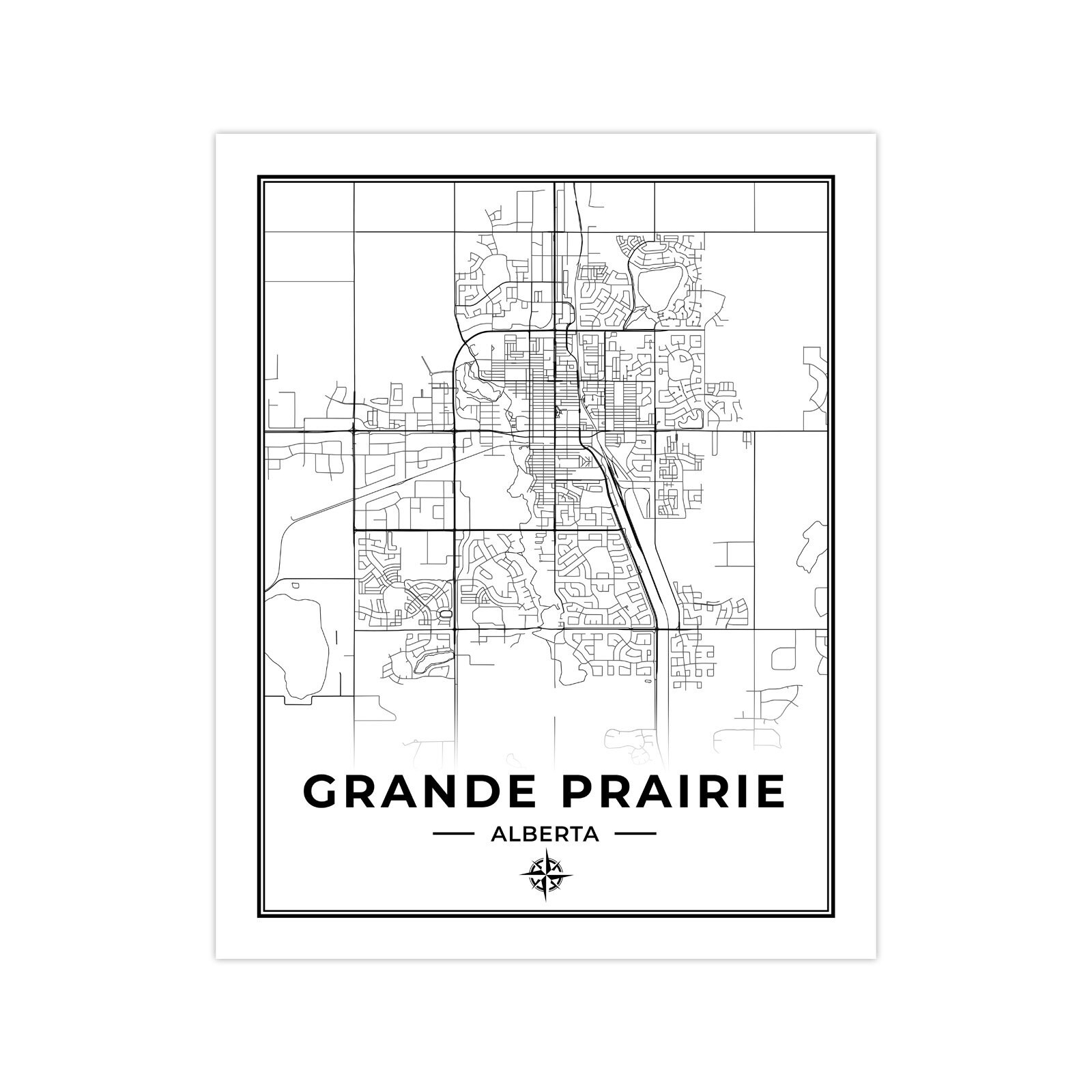 Grande Prairie Map Print Map of Grande Prairie Alberta Etsy
