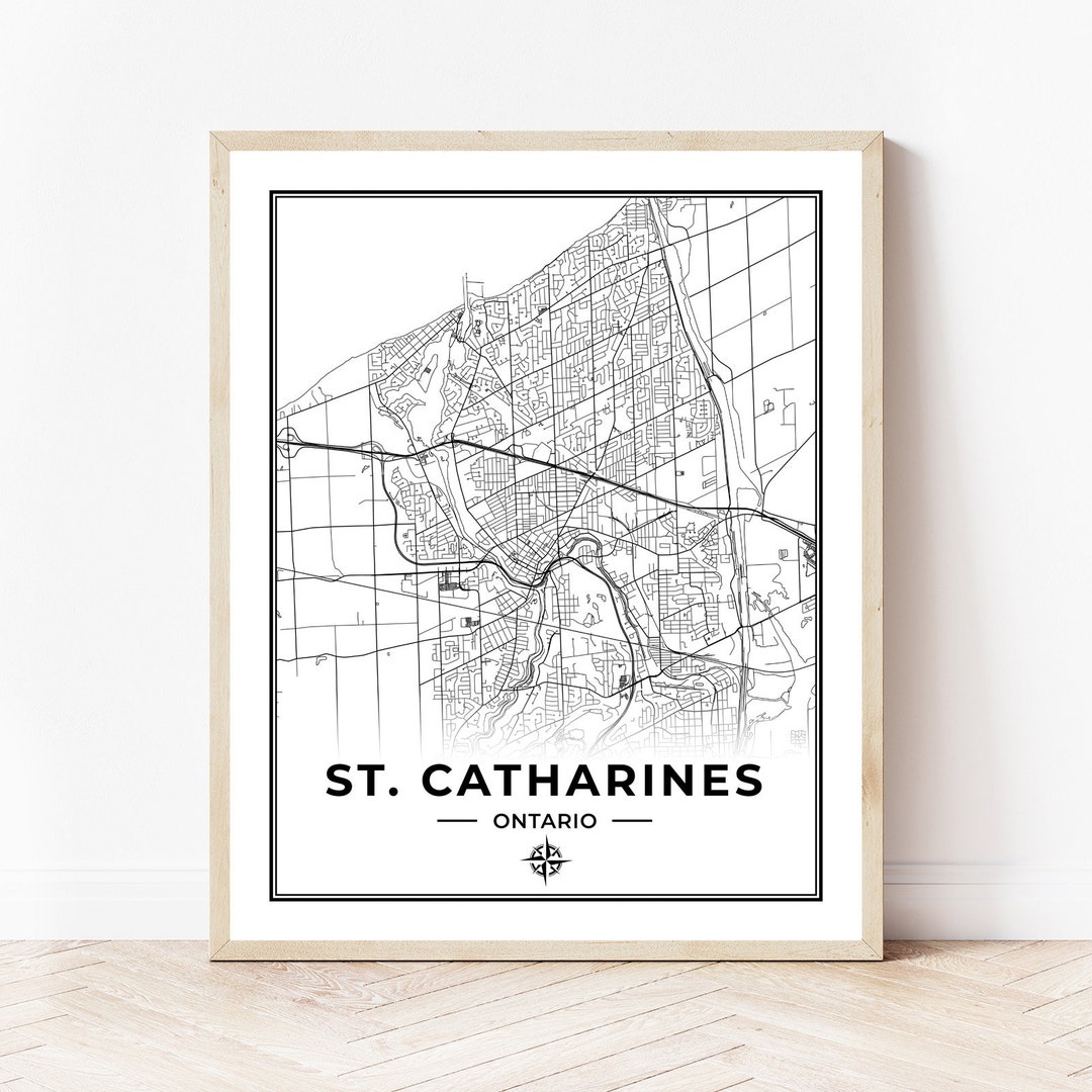 St. Catharines Map Print Map of St. Catharines Ontario Black & White ...