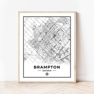 Brampton Map Print | Map of Brampton Ontario | Black & White | Digital Download