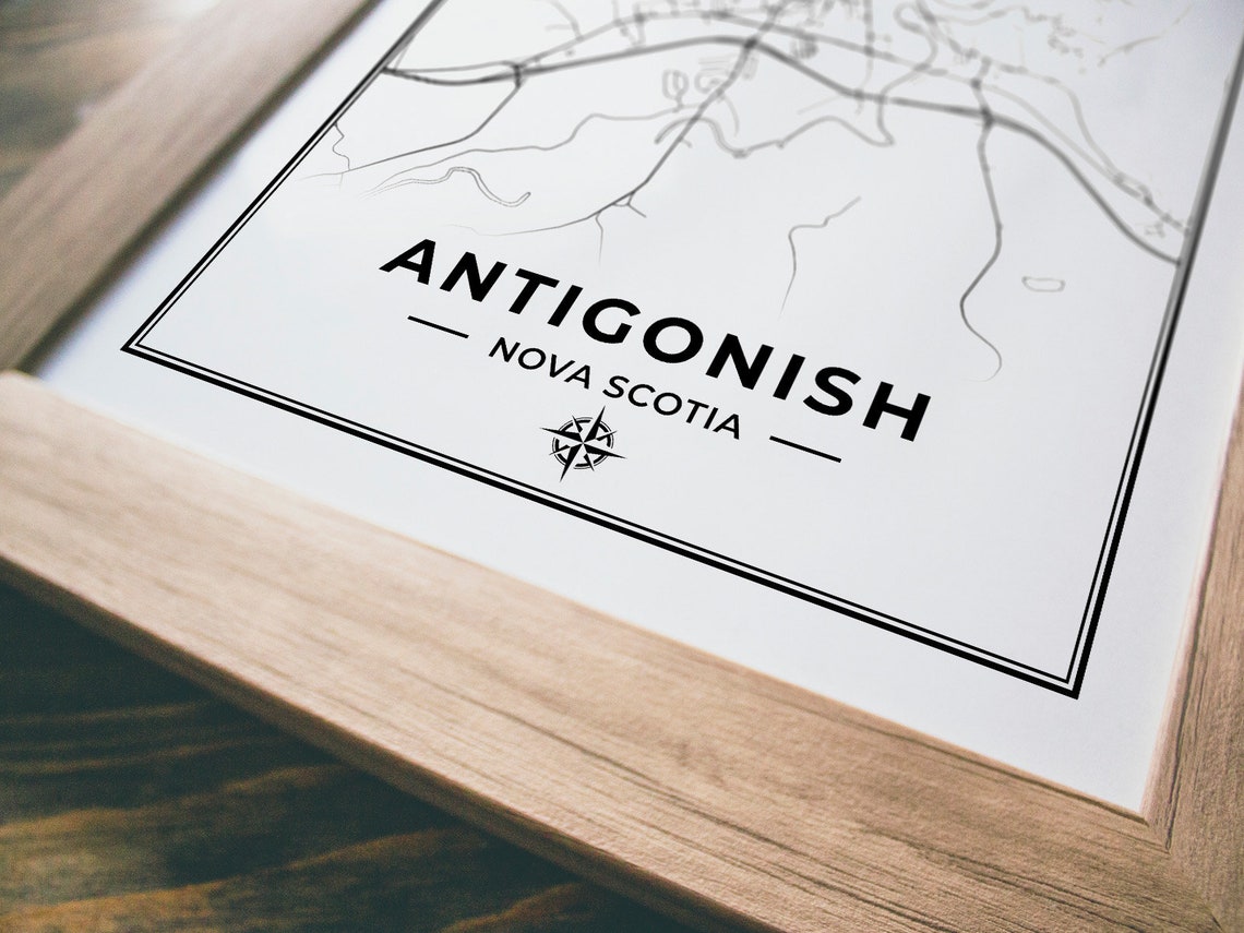 Antigonish Map Print Map of Antigonish Nova Scotia Black & Etsy Canada