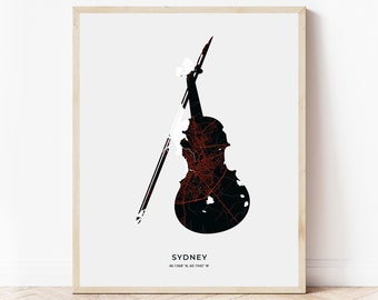 Sydney Fiddle Print | Map of Sydney Nova Scotia | Digital Download