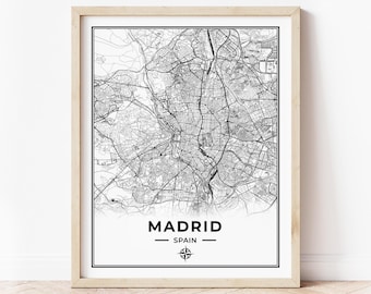 Madrid Map Print | Map of Madrid Spain | Digital Download