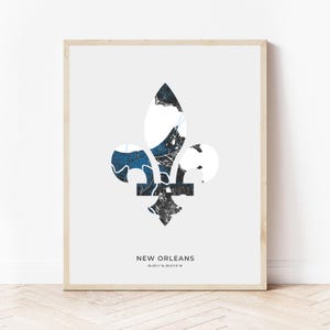 New Orleans Fleur-de-lis Karte Drucken | Karte von New Orleans Louisiana | Digitaler Download