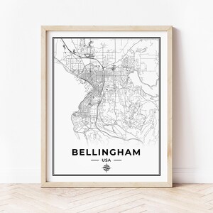Bellingham Karte Drucken | Karte von Bellingham, Washington State | Digitaler Download