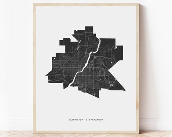 Saskatoon Heritage Map Print | Map of Saskatoon Saskatchewan | Digital Download