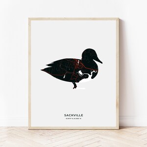 Sackville Black Duck Print | Karte von Sackville New Brunswick | Digitaler Download
