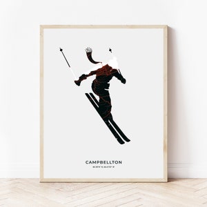 Campbellton Downhill Skier Print | Karte von Campbellton New Brunswick | Digitaler Download