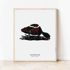 Chicoutimi Beaver Print | Map of Chicoutimi Quebec | Digital Download
