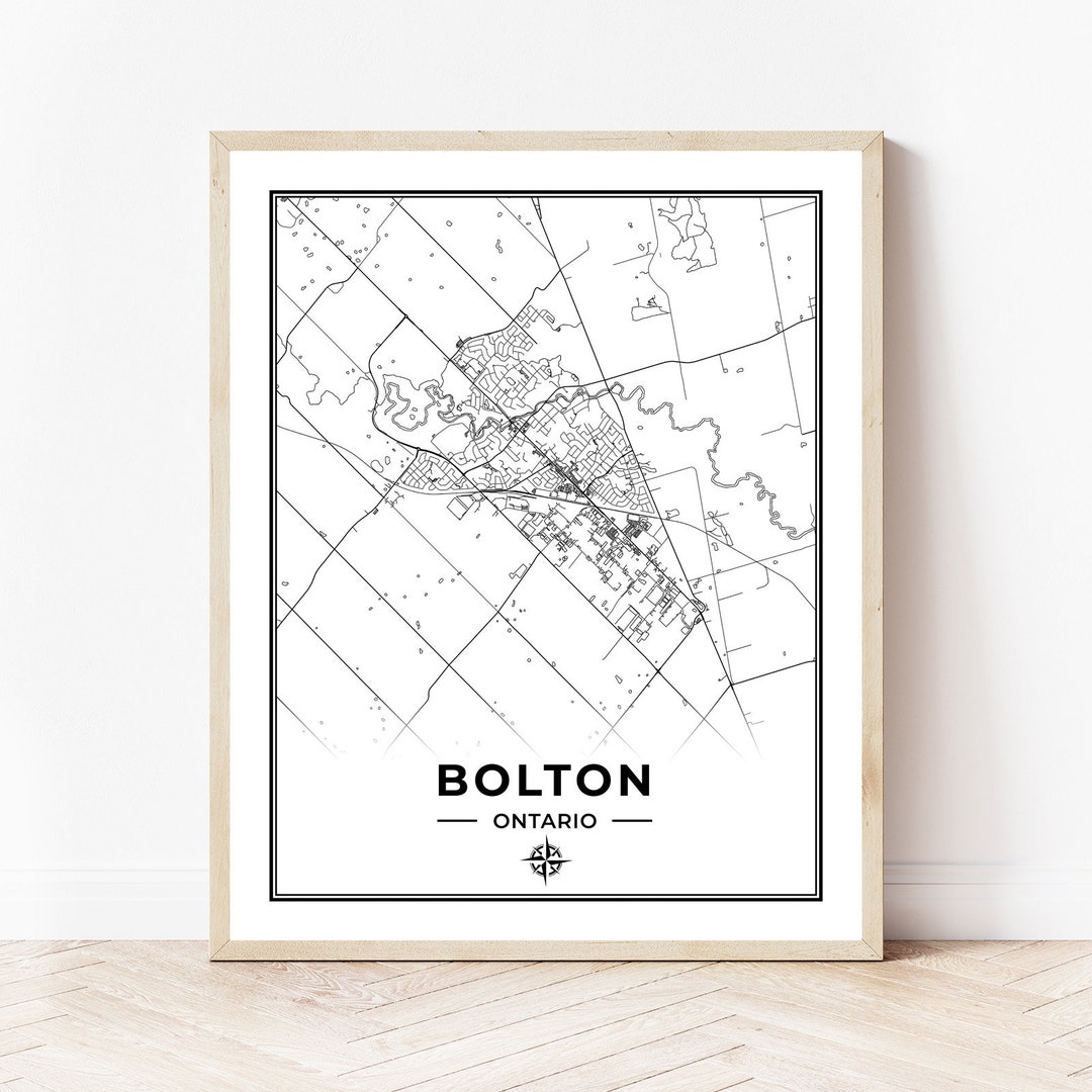 Bolton Map Print Map of Bolton Ontario Black & White Digital Download