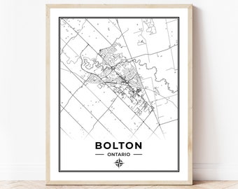 Bolton Map Print | Map of Bolton Ontario | Black & White | Digital Download