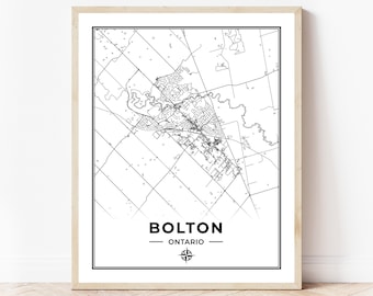 Bolton Map Print | Map of Bolton Ontario | Black & White | Digital Download