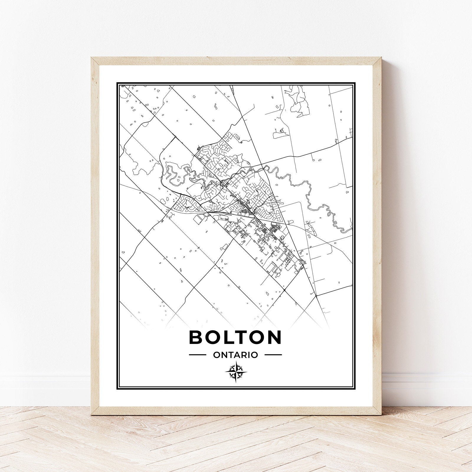 Bolton Map Print Map of Bolton Ontario Black & White Etsy Canada