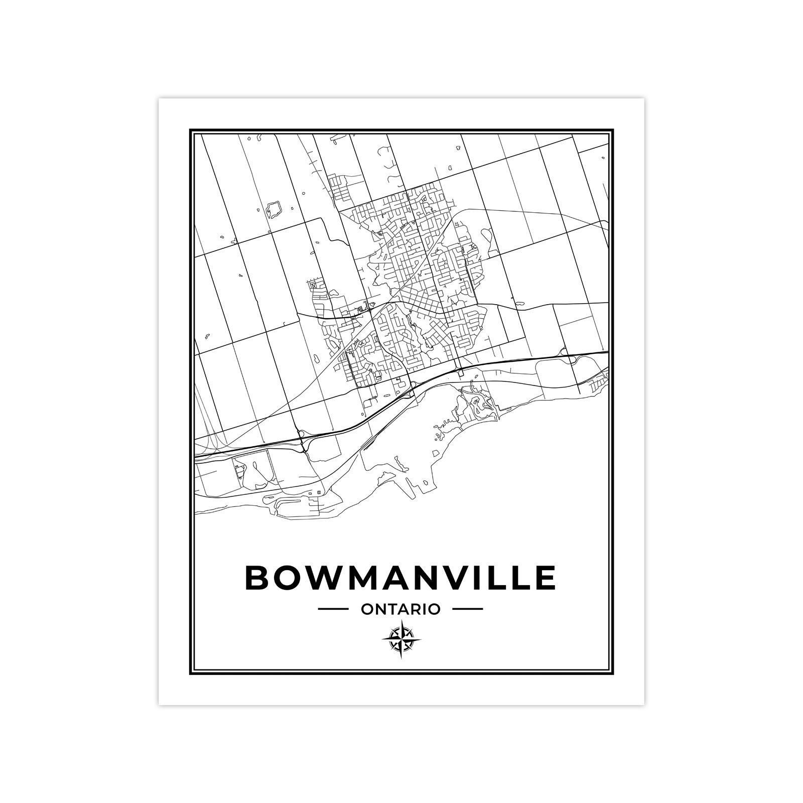 Bowmanville Map Print Black & White Map of Bowmanville Etsy
