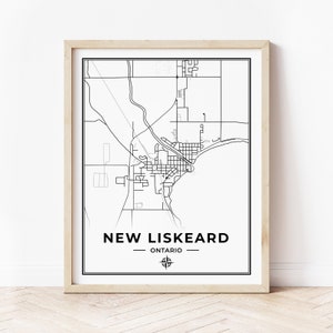 Neue Liskeard Map Print | New Liskeard Ontario Karte | Schwarz & Weiß