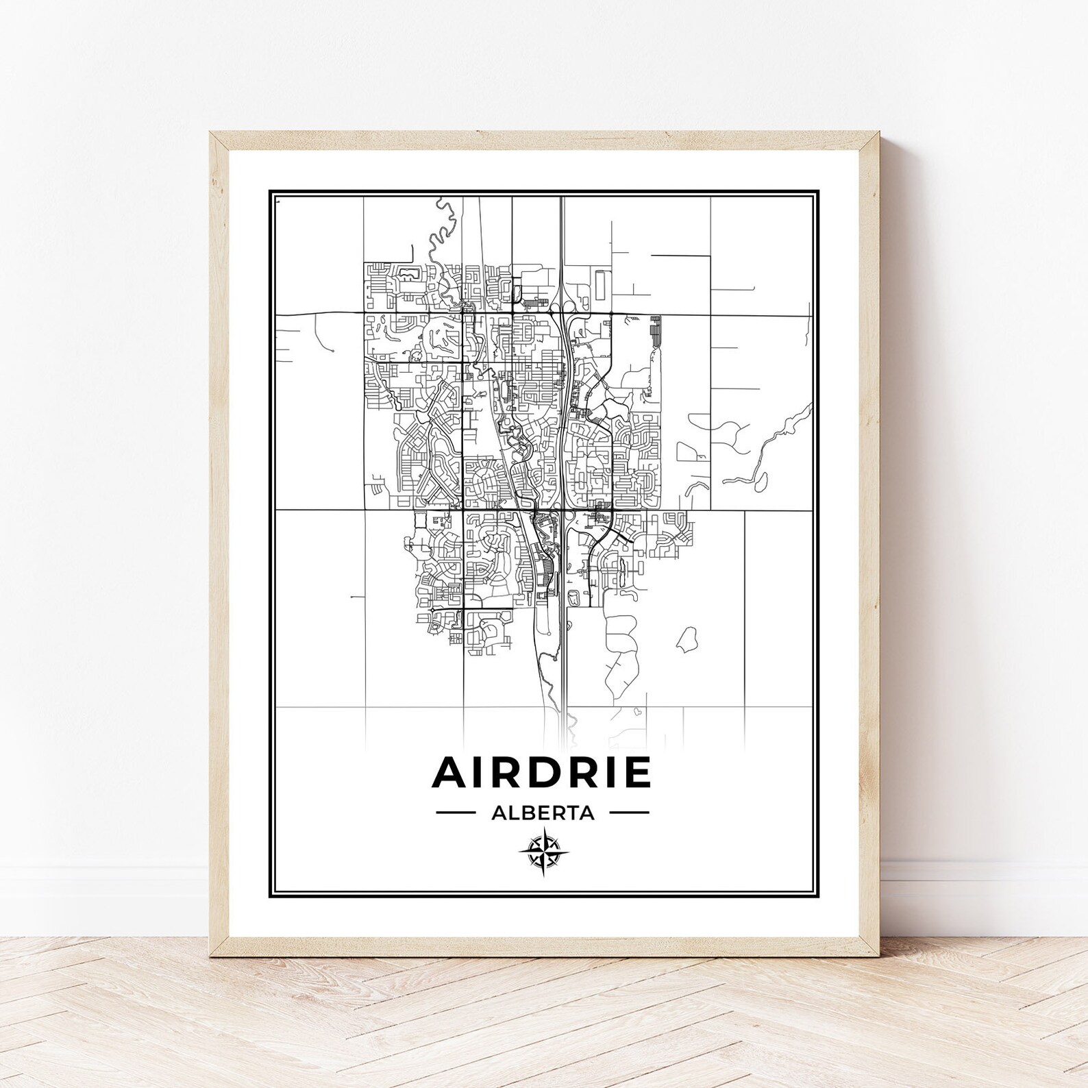 Airdrie Map Print Black & White Map of Airdrie Alberta Etsy