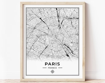 Impression du plan de Paris | Plan de Paris | Téléchargement numérique