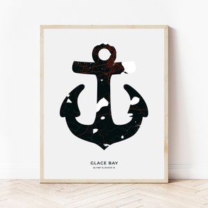 Glace-Bay Anker Print | Karte von Glace-Bay Nova Scotia | Digitaler Download
