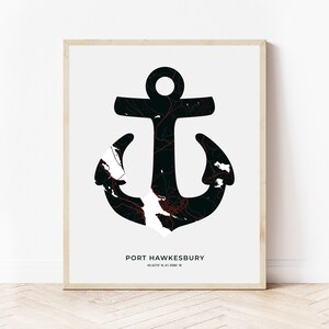 Port Hawkesbury Anker Druck | Karte von Port Hawkesbury Nova Scotia | Digitaler Download