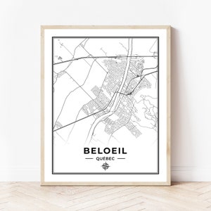 Beloeil Map Print | Map of Beloeil Quebec | Black & White | Digital Download