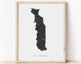 Togo Map Print | Map of Togo Togo | Digital Download