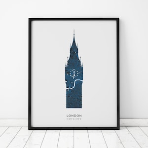 London Big Ben Map Print | Map of London England | Digital Download
