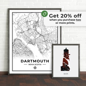 Dartmouth Map Print Map of Dartmouth Nova Scotia Black & White Digital Download image 5