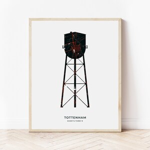 Impresión de la torre de agua de Tottenham / Mapa de Tottenham Ontario / Descarga digital