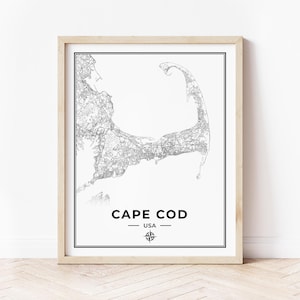 Cape Cod Karte Drucken | Landkarte Cape Cod Massachusetts | Digitaler Download