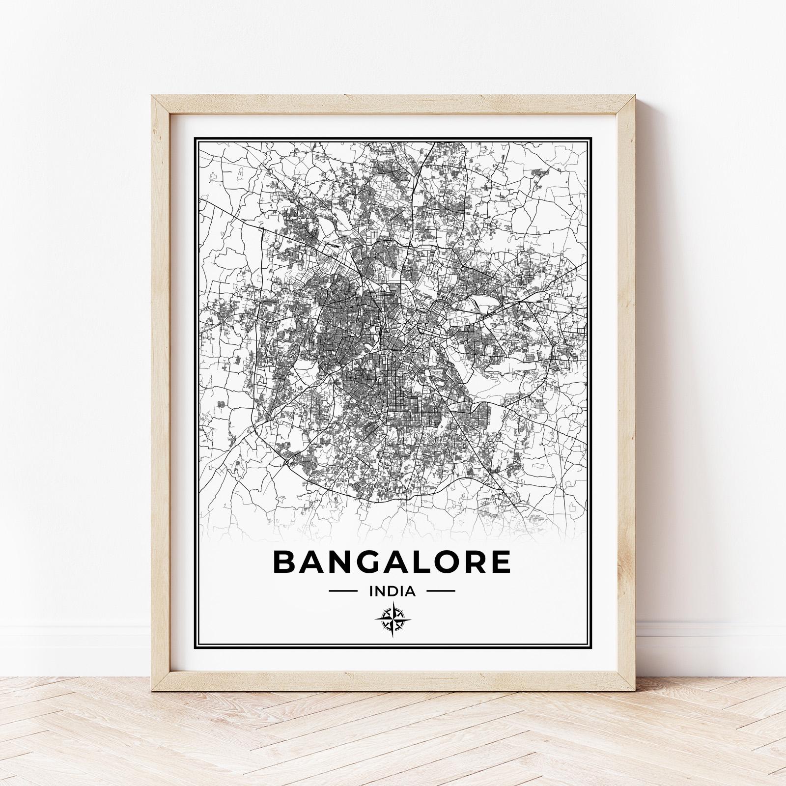 Bangalore Map Print | Map of Bangalore India | Digital Download
