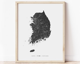 Südkorea Karte Drucken | Karte von Süd-Korea | Digitaler Download