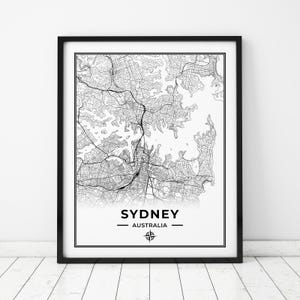 Impression de carte de Sydney | Carte de Sydney, Australie | Téléchargement numérique
