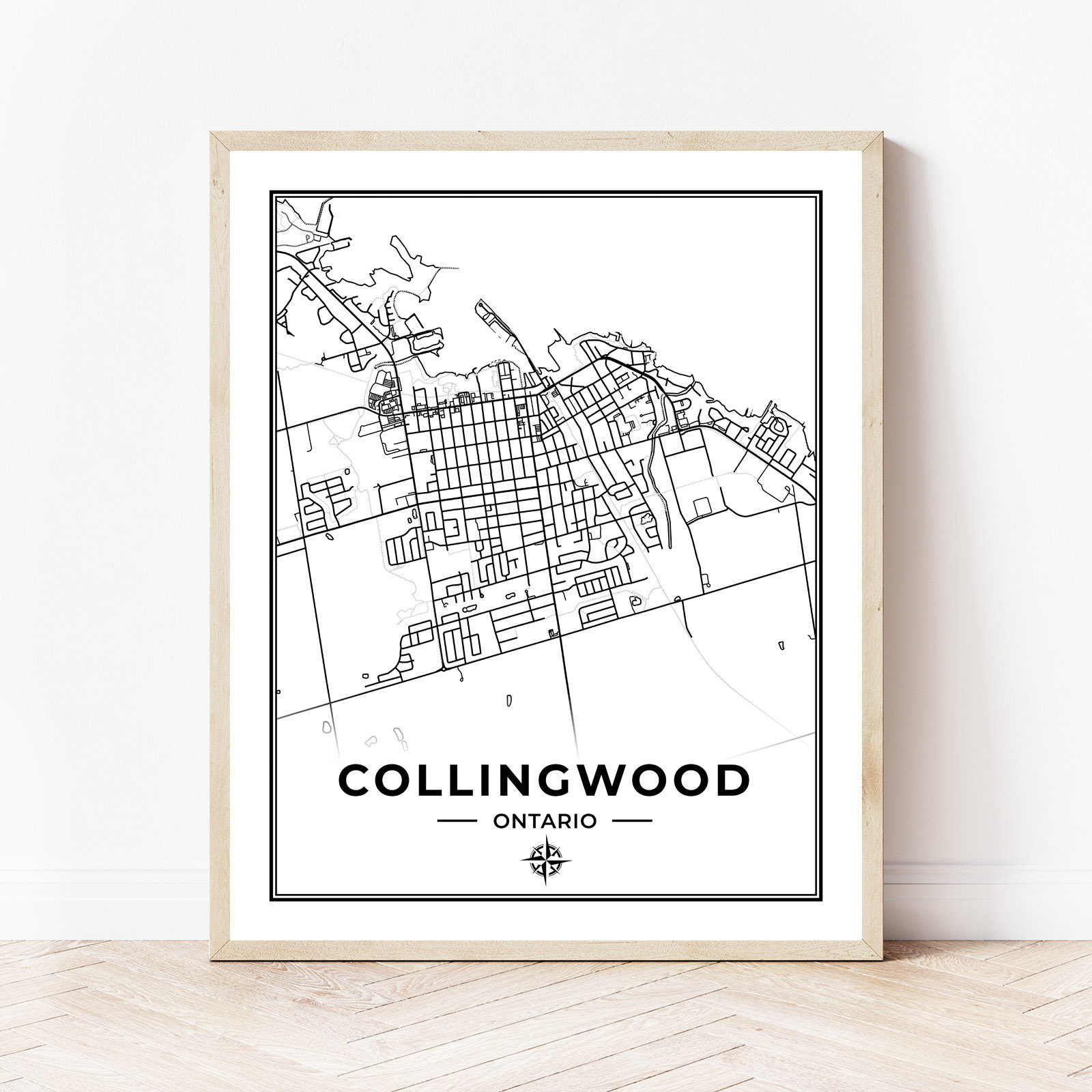 Collingwood Map Print | Map of Collingwood Ontario | Black & White | Digital Download