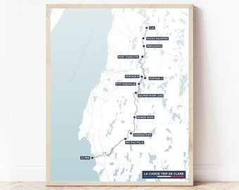 Clare La Canoe Trip Print | Map of Clare Nova Scotia | Digital Download
