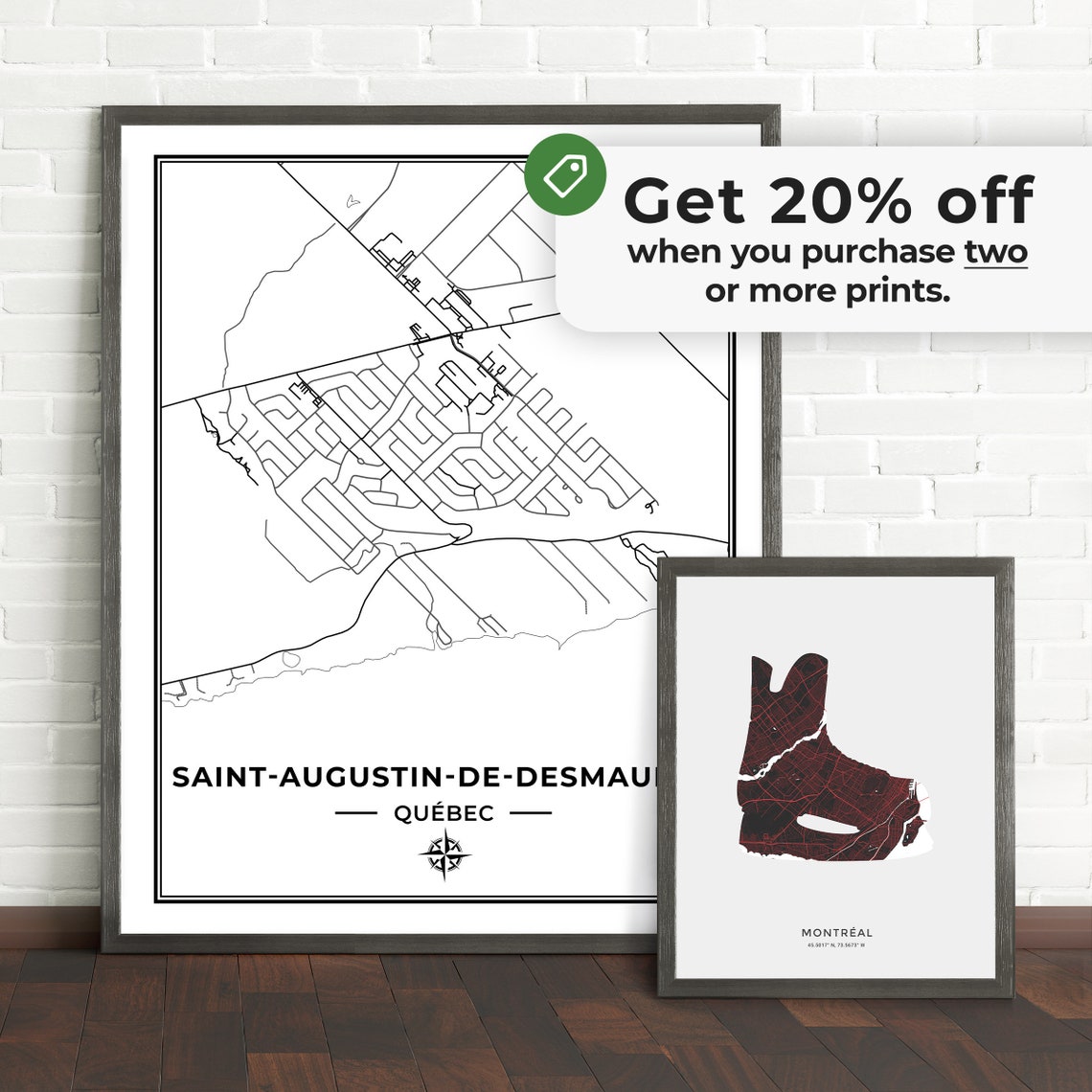 SaintAugustindeDesmaures Map Print Black & White Etsy