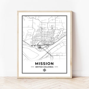 Mission Map Print | Karte der Mission British Columbia | Schwarz & Weiß | Digitaler Download
