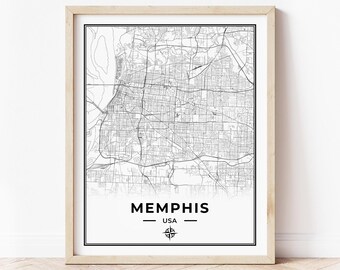 Memphis Map Print | Map of Memphis Tennessee | Digital Download