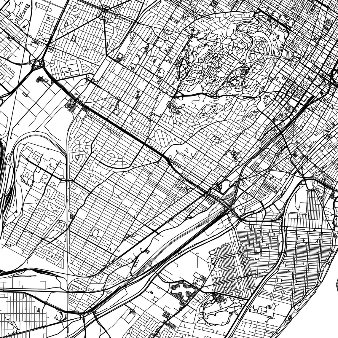 Montreal Map Print Black & White Etsy