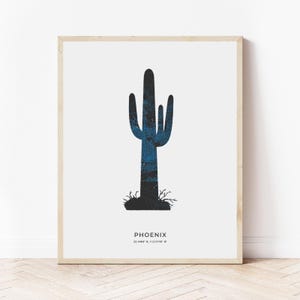 Impresión de mapa de cactus de Phoenix / Mapa de Phoenix, Arizona / Descarga digital