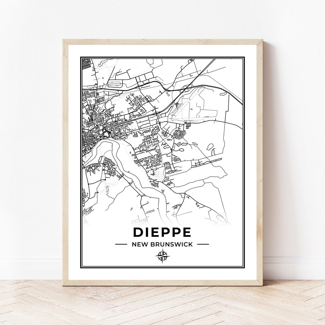 Dieppe Map Print Map of Dieppe New Brunswick Black & White