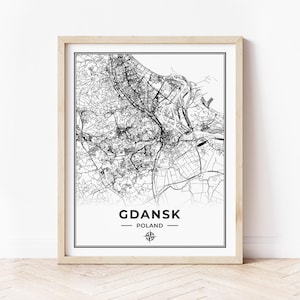 Danzig Karte Drucken | Landkarte Danzig Polen | Digitaler Download