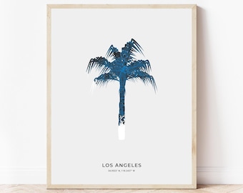 Impresión de mapa de palmeras de Los Ángeles / Mapa de Los Ángeles, California / Descarga digital