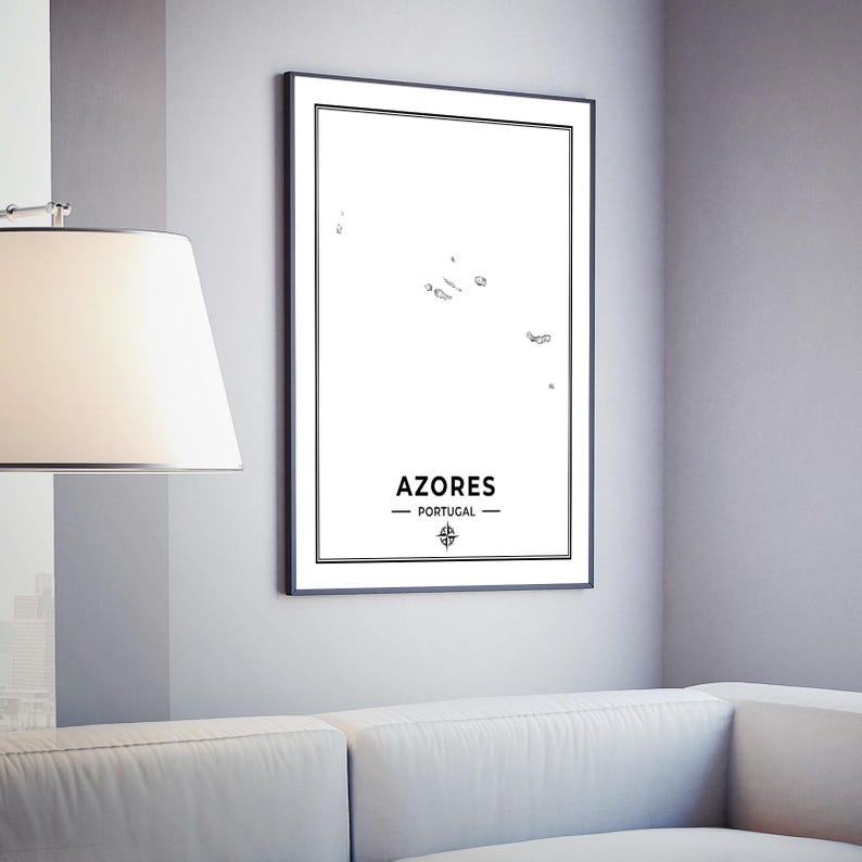 Azores Map Print | Map of Azores Portugal | Digital Download - Etsy