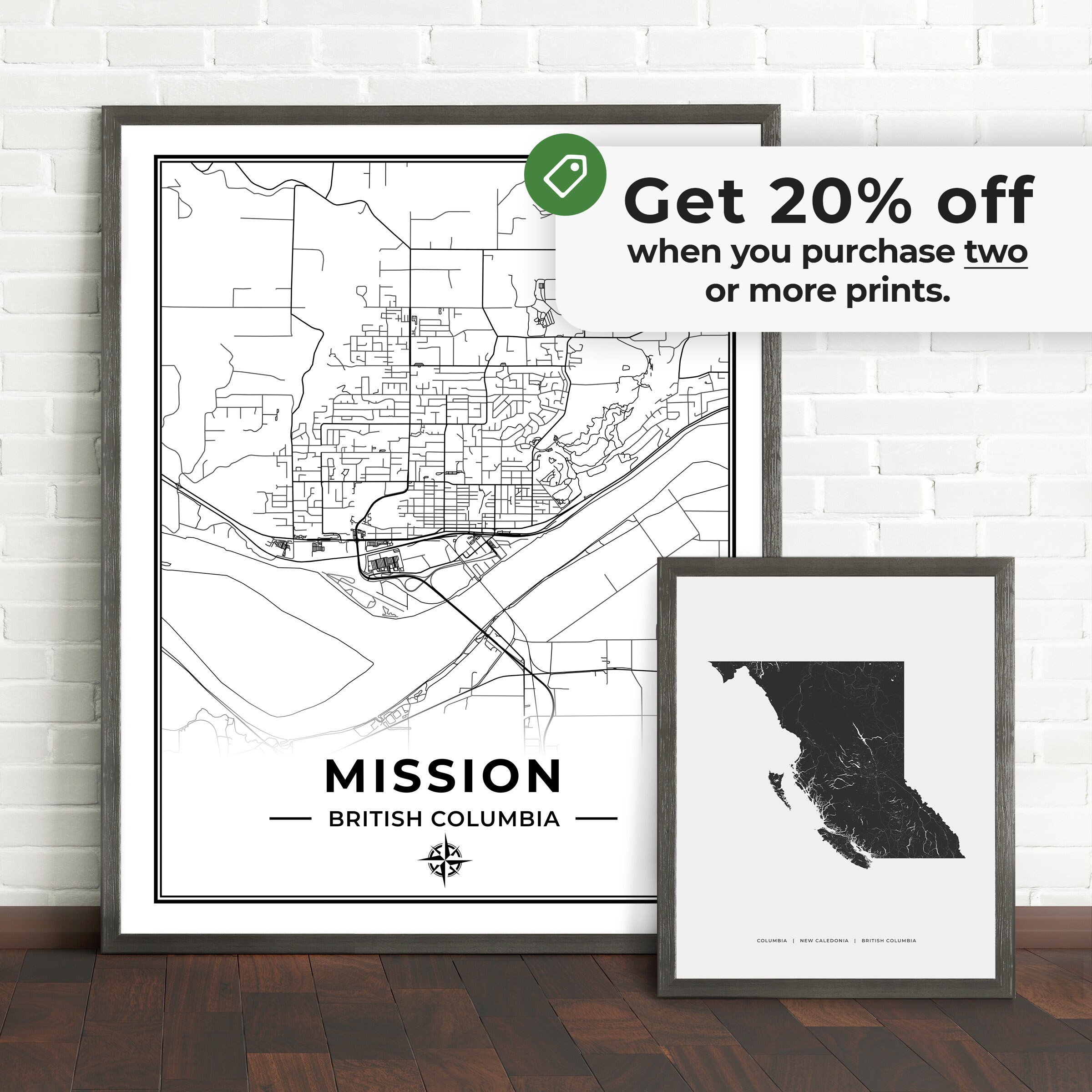 Mission Map Print Map of Mission British Columbia Black & Etsy