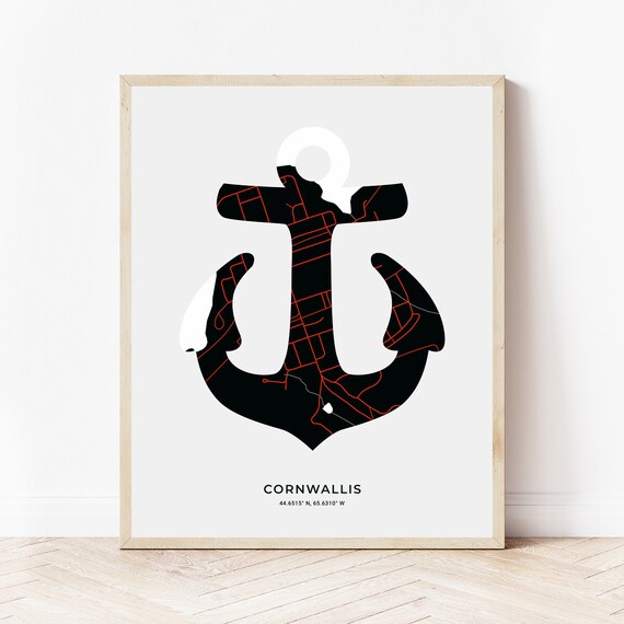Cornwallis Nova Scotia Map Cornwallis Anchor Print Map Of Cornwallis Nova Scotia | Etsy Canada