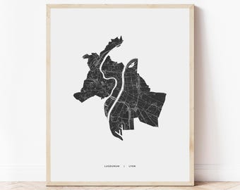 Lyon Heritage Map Print | Map of Lyon France | Digital Download
