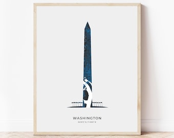 Washington DC Washington Monument Map Print | Map of Washington DC | Digital Download