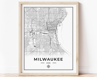 Milwaukee Karte Drucken | Karte von Milwaukee Wisconsin | Digitaler Download