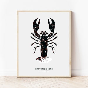 Eastern Shore Lobster Print | Map of Eastern Shore Nova Scotia | Digital Download